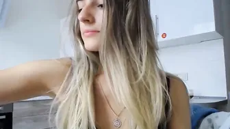 birthdayirina busty young lady caresses shaved pussy