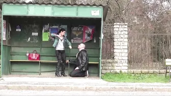 MiraCuckold PUBLIC FACE SLAPPING AT A BUS STOP