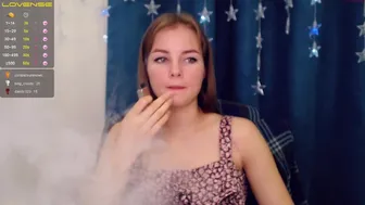 cute_millaa in stockings teased pussy lying on her back