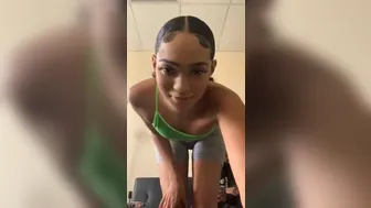 5cea8d377adfd Black-haired curl plays with sex toy