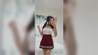 Iris Adamsone onlyfans luxurious doll caresses shaved cunt